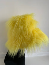 Load image into Gallery viewer, Vibrant Yellow Oversized Faux Fur Bucket Hat