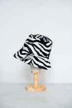 Load image into Gallery viewer, Zebra Print - Oversized Faux Fur Bucket Hat