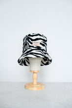 Load image into Gallery viewer, Zebra Print - Oversized Faux Fur Bucket Hat