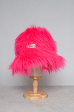 Load image into Gallery viewer, Neon Pink - Oversized Faux Fur Bucket Hat
