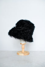 Load image into Gallery viewer, Black Glitter - Oversized Faux Fur Bucket Hat
