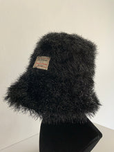 Load image into Gallery viewer, Black Glitter - Oversized Faux Fur Bucket Hat
