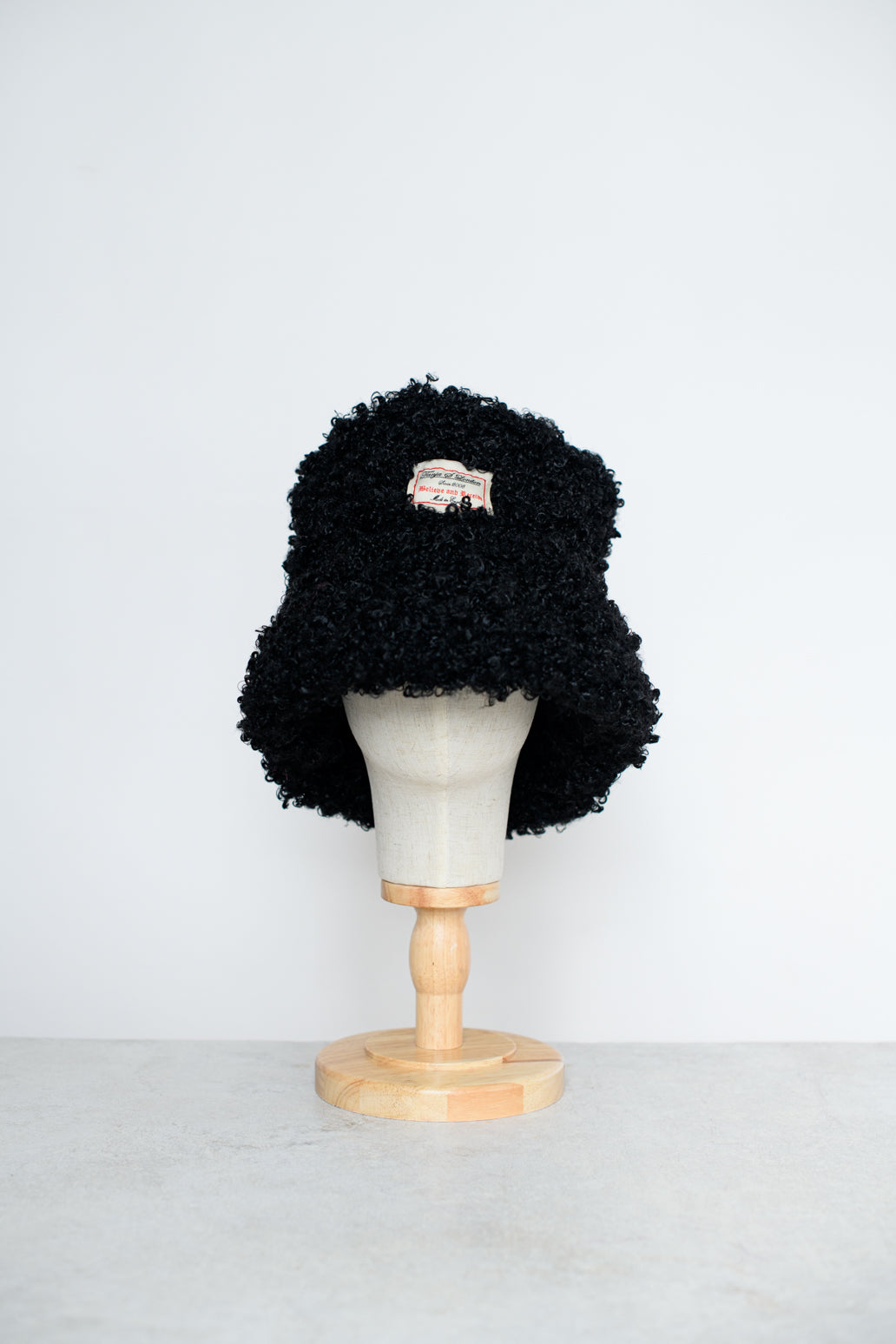 Black Astrakhan - Oversized Faux Fur Bucket Hat